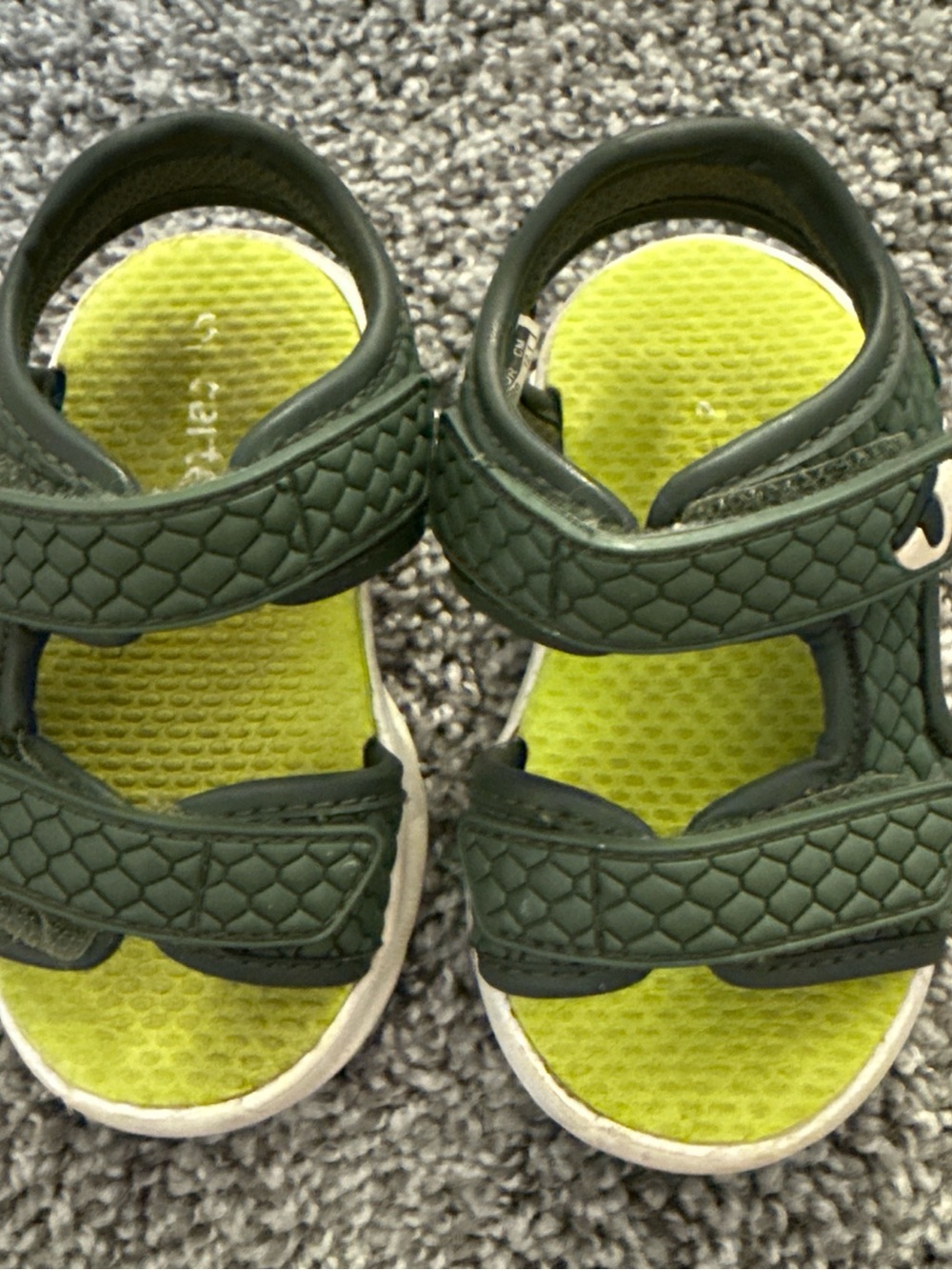 Carter's Dark Green and Lime Green Velcro Kids Sandals